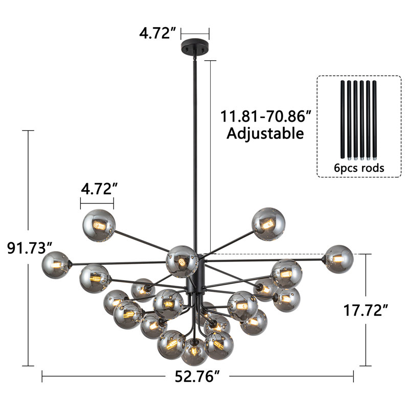 George Oliver Kyiesha 21 - Light Dimmable Modern Linear Chandelier